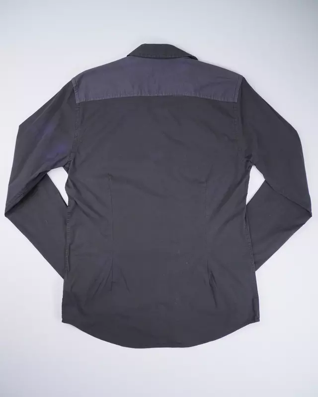 Charcoal Raglan-Stitch Slim-Fit Casual Shirt