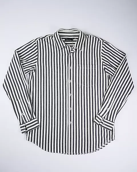 Charcoal Vertical-Stripe Long-Sleeve Shirt