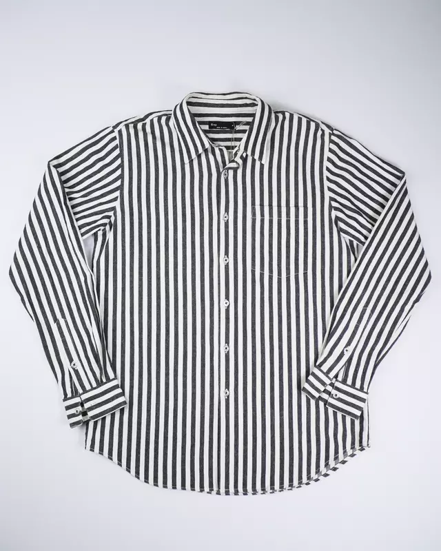 Charcoal Vertical-Stripe Long-Sleeve Shirt