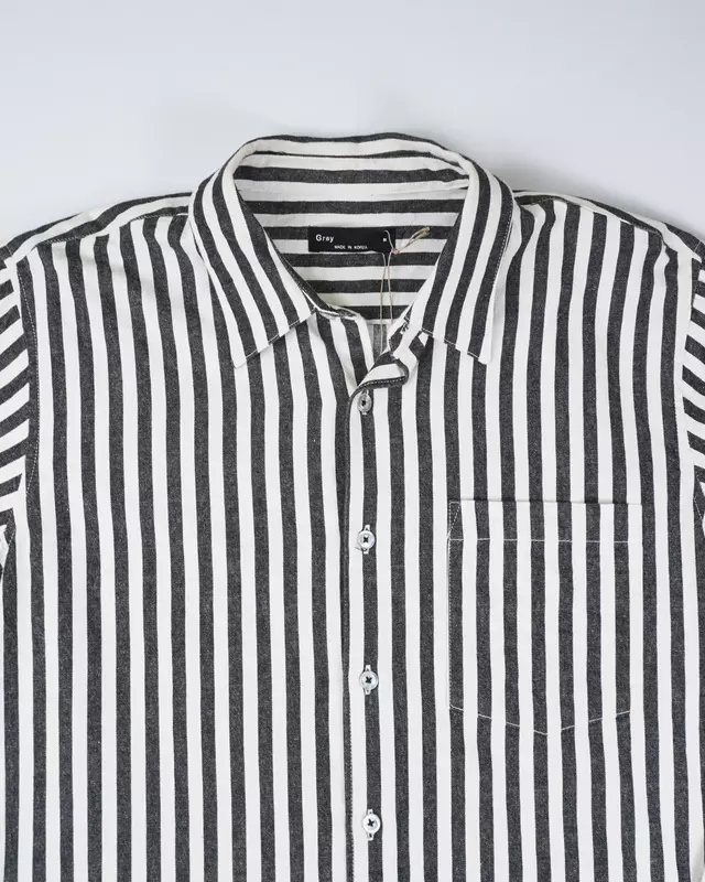 Charcoal Vertical-Stripe Long-Sleeve Shirt