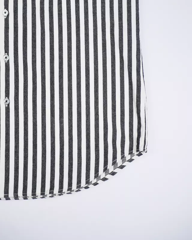 Charcoal Vertical-Stripe Long-Sleeve Shirt