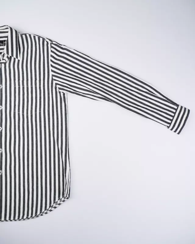 Charcoal Vertical-Stripe Long-Sleeve Shirt