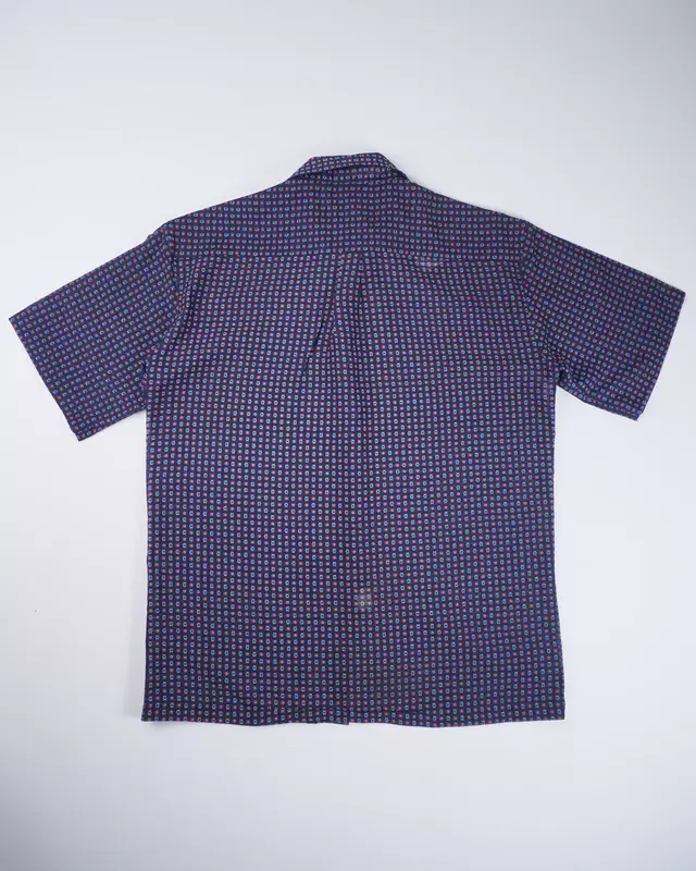 Navy Abstract Geometric Point-Collar Shirt