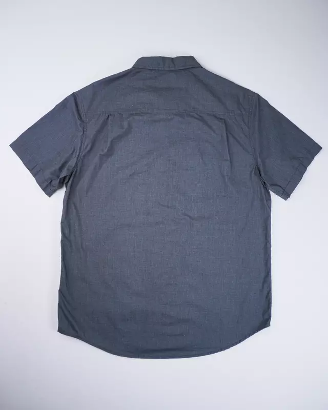 Grey Floral-Pocket Short-Sleeve Button-Up Shirt