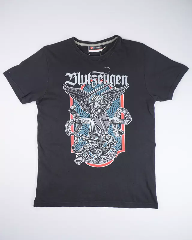 Faded Black Gothic Angel Graphic T-Shirt