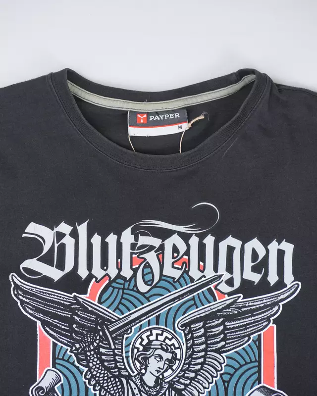Faded Black Gothic Angel Graphic T-Shirt