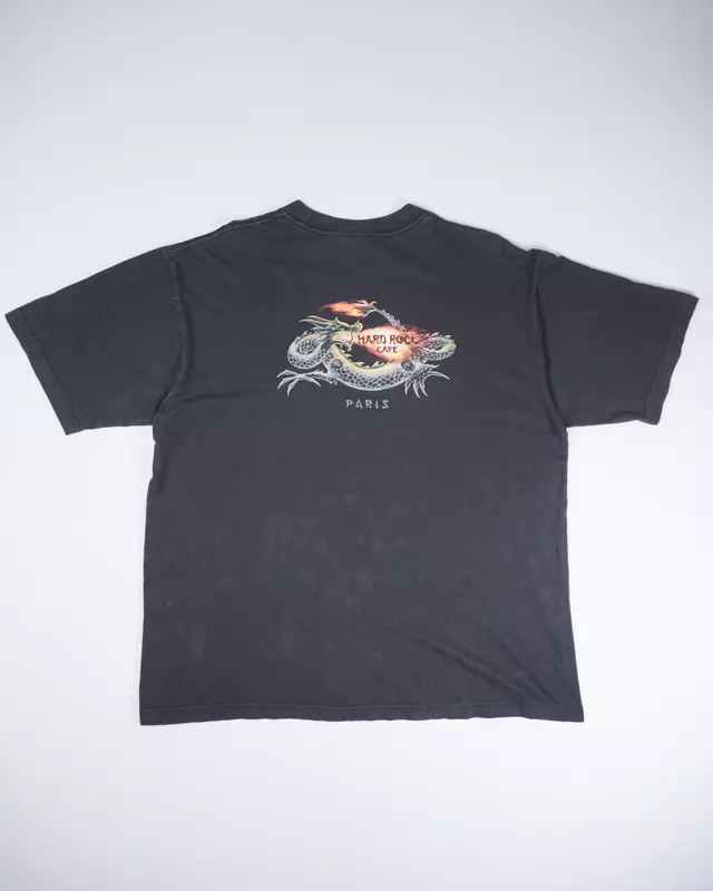 Faded Black Paris Back Dragon-Print T-Shirt