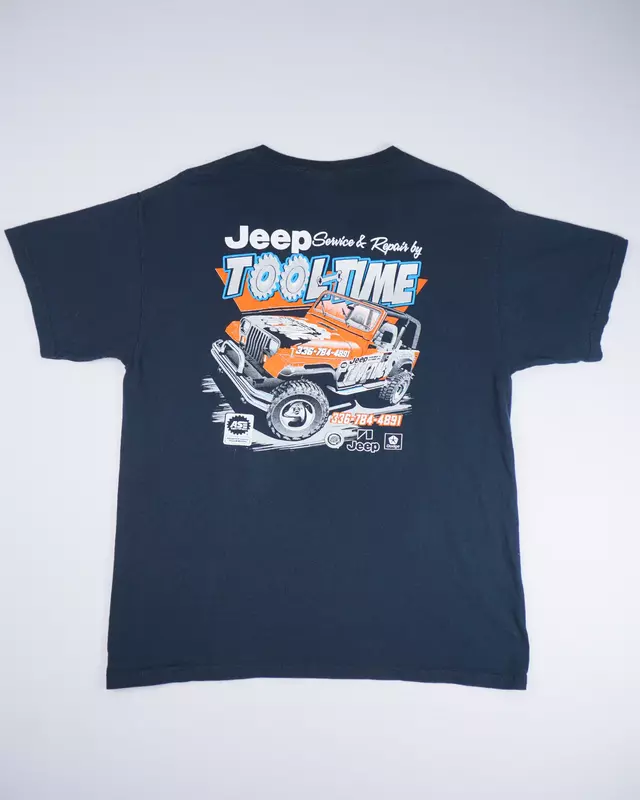 Dark Blue Vintage Mechanic-Style T-Shirt