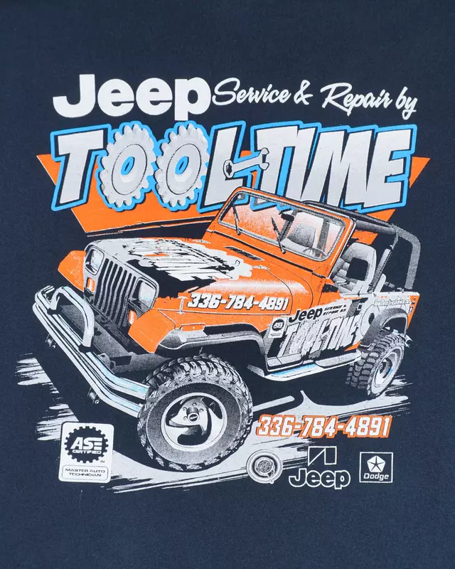 Dark Blue Vintage Mechanic-Style T-Shirt