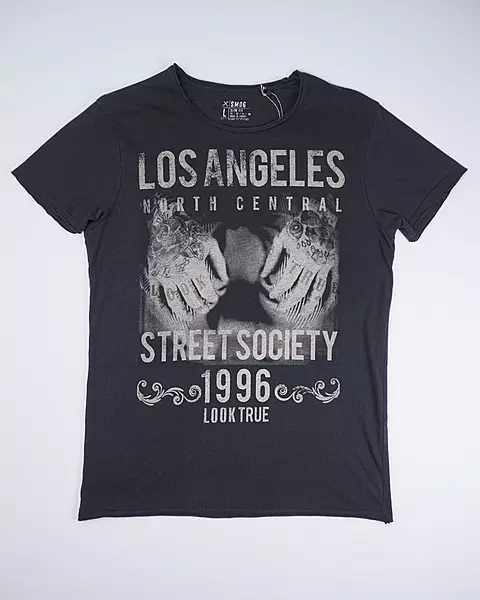 Faded Black Los Angeles Graphic Streetwear T-Shirt