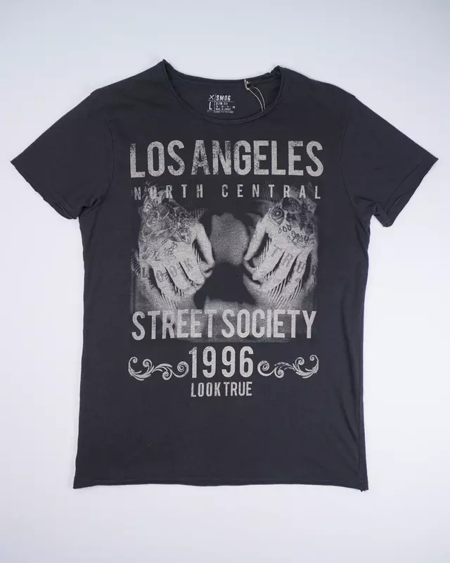 Faded Black Los Angeles Graphic Streetwear T-Shirt