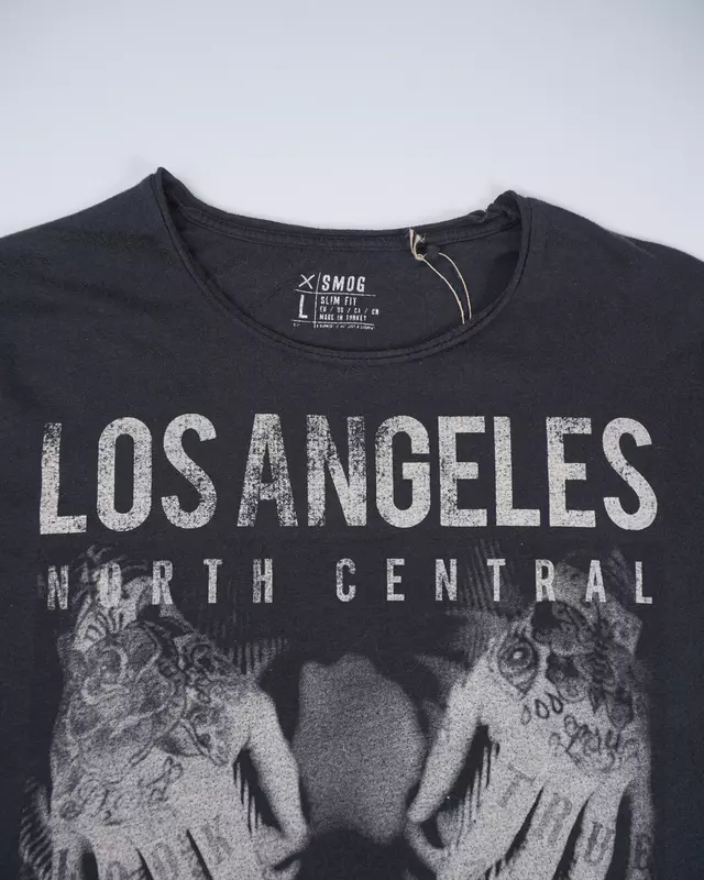 Faded Black Los Angeles Graphic Streetwear T-Shirt