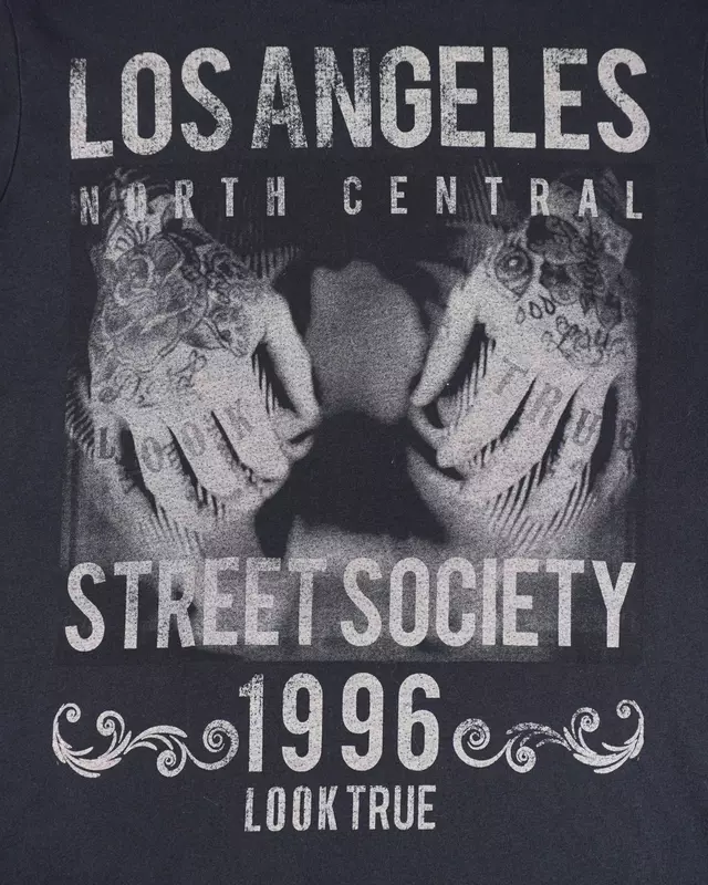 Faded Black Los Angeles Graphic Streetwear T-Shirt
