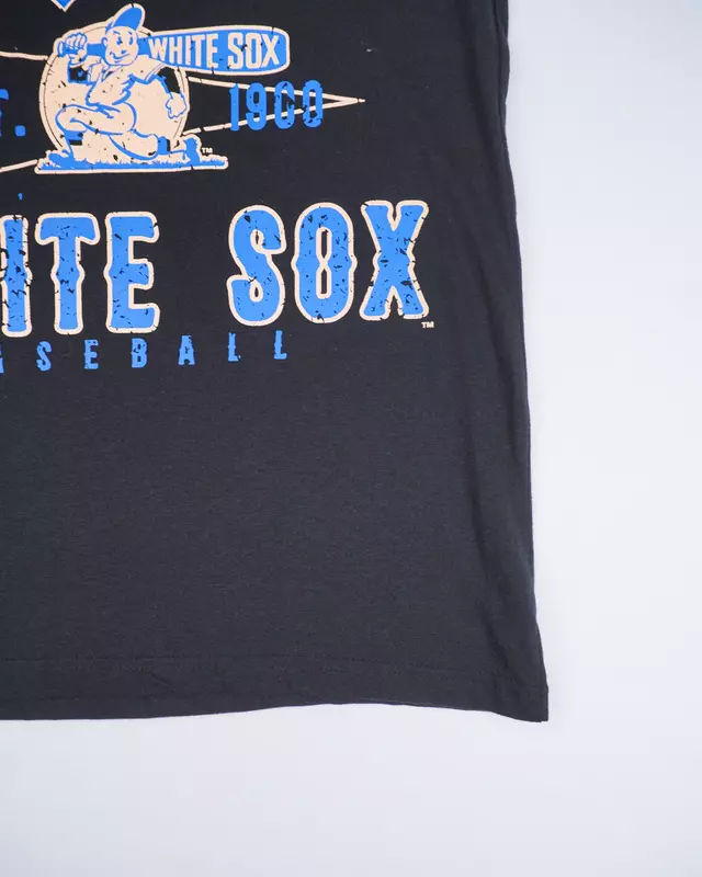 Faded Black Collegiate-Font Baseball T-Shirt