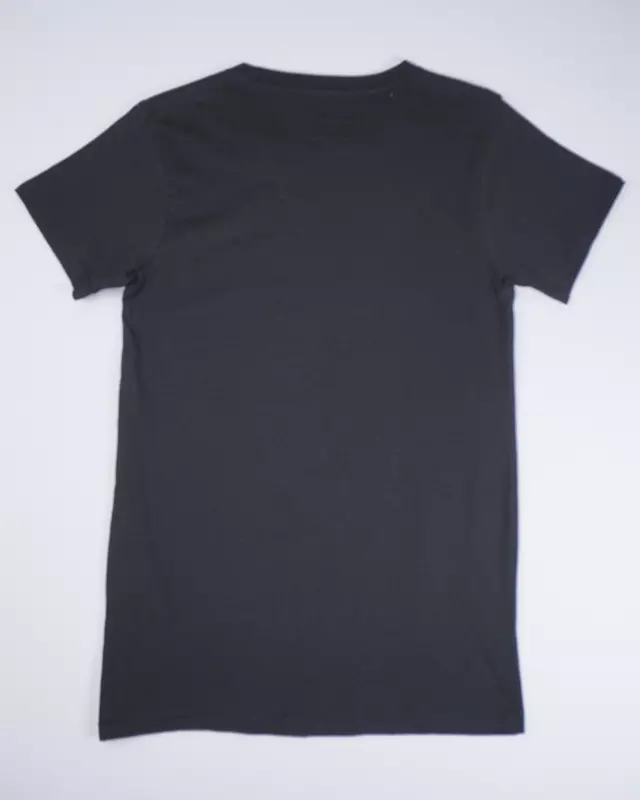 Faded Black Collegiate-Font Baseball T-Shirt