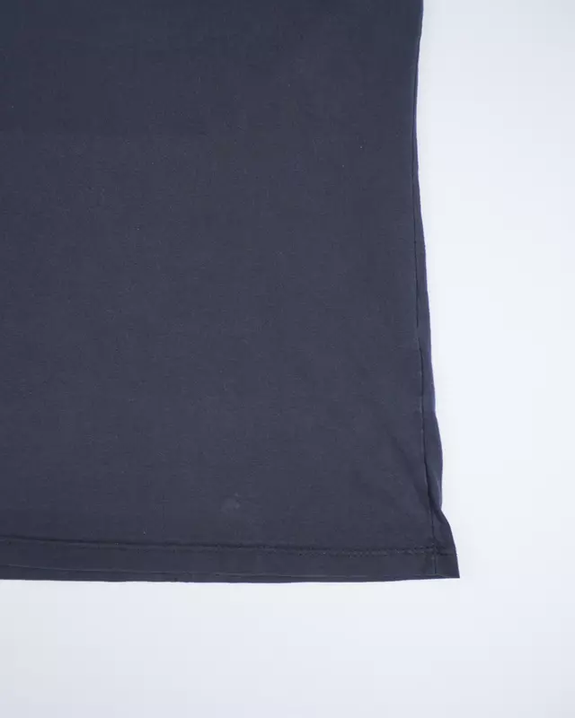 Faded Black Quote-Neck Graphic Back-Patch T-Shirt
