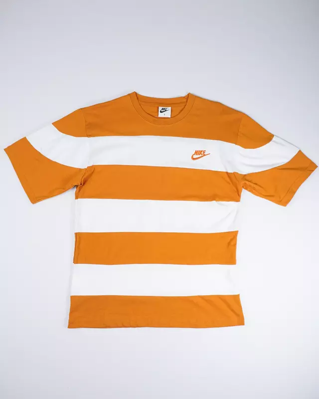 Orange and White Wide-Stripe Sportswear T-Shirt