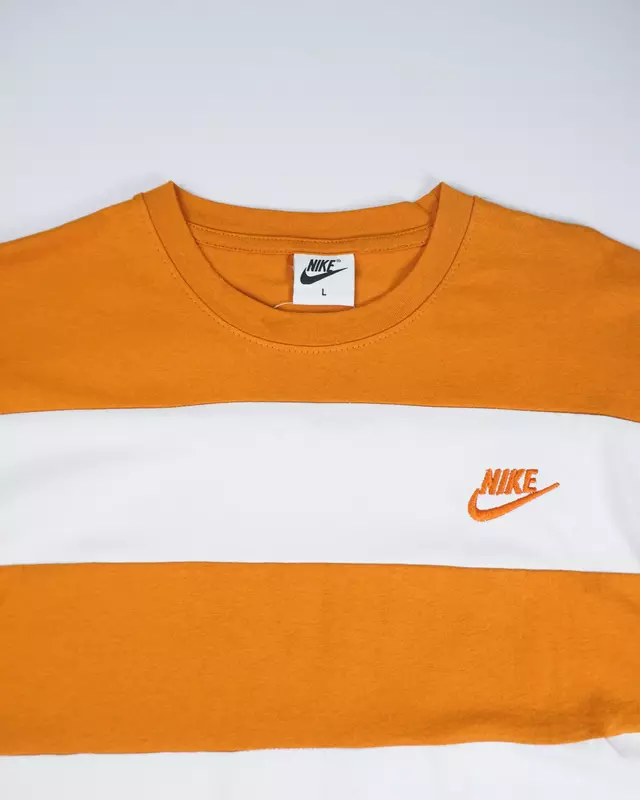 Orange and White Wide-Stripe Sportswear T-Shirt