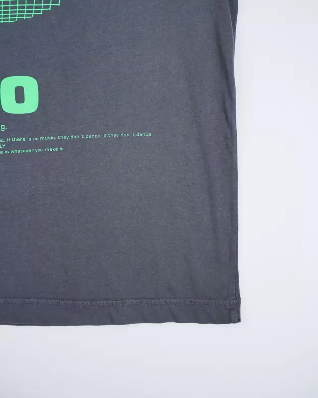 Charcoal Grey Matrix-Grid Graphic Streetwear T-Shirt