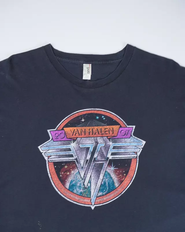 Faded Black Retro Rock 2007 Tour Back-Print T-Shirt