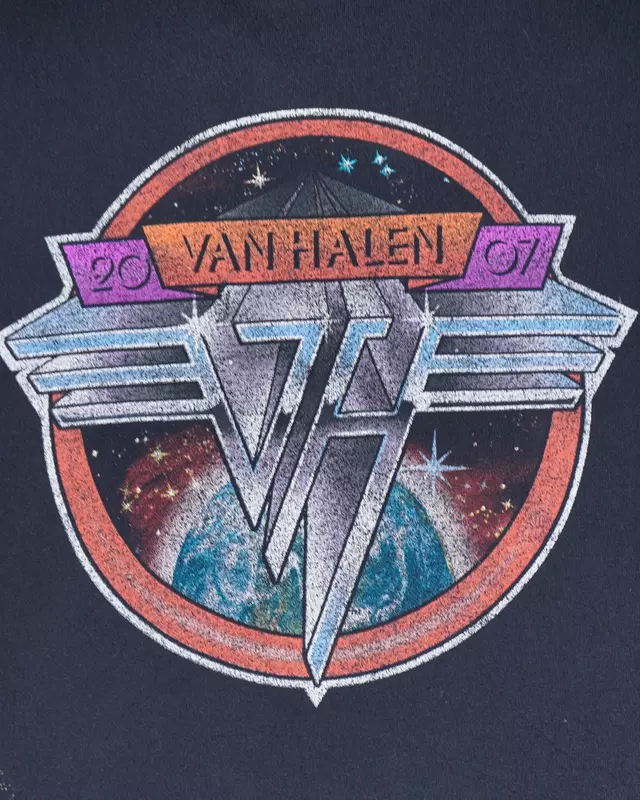 Faded Black Retro Rock 2007 Tour Back-Print T-Shirt