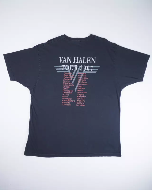 Faded Black Retro Rock 2007 Tour Back-Print T-Shirt