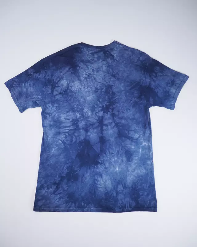 Blue Cloud-Wash American Flag Wolves Graphic T-Shirt