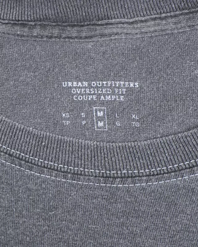 Grey Acid-Wash Kanji Dragon Graphic T-Shirt
