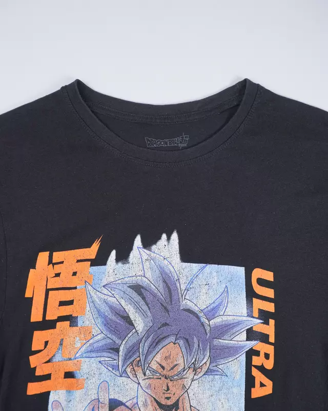 Black Japanese-Text Manga Portrait T-Shirt