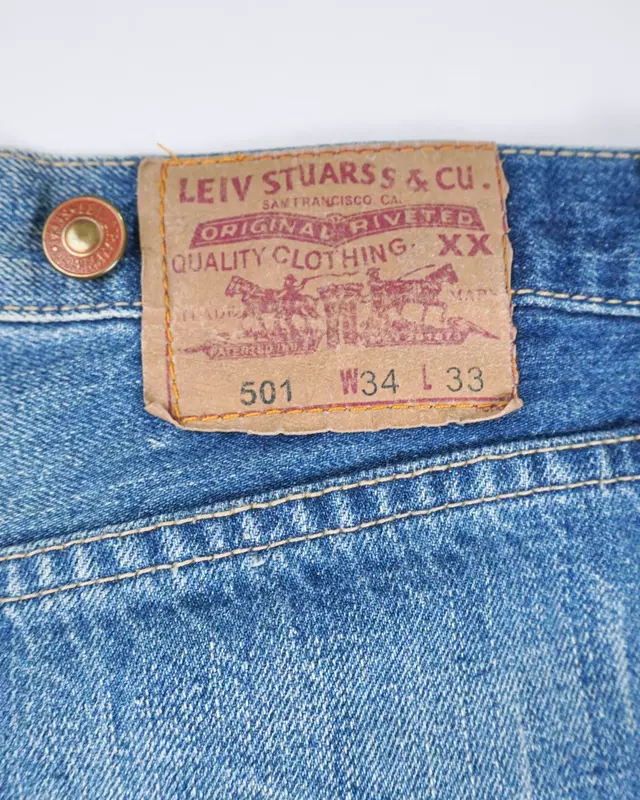 Light Wash Distressed Graphic-Embroidery 501-Style Denim Jeans