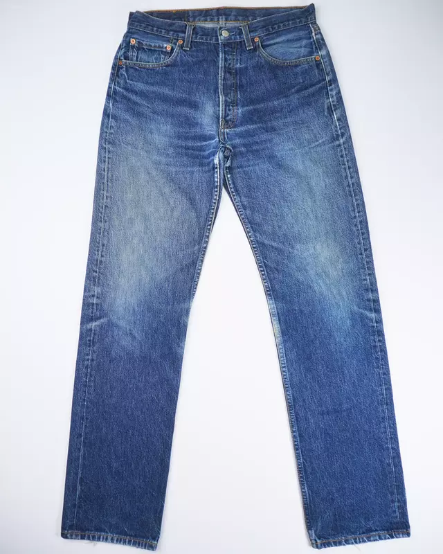 Medium Blue Vintage 501-Style Denim Jeans
