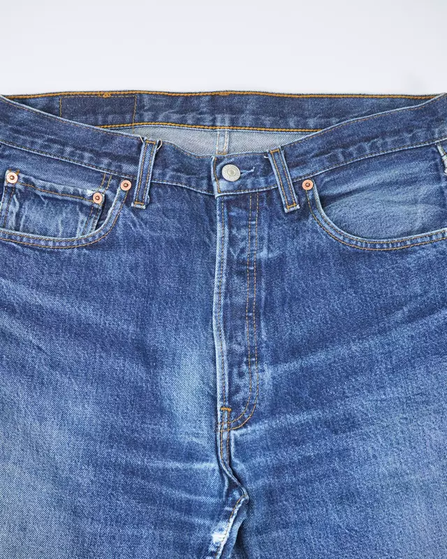 Medium Blue Vintage 501-Style Denim Jeans