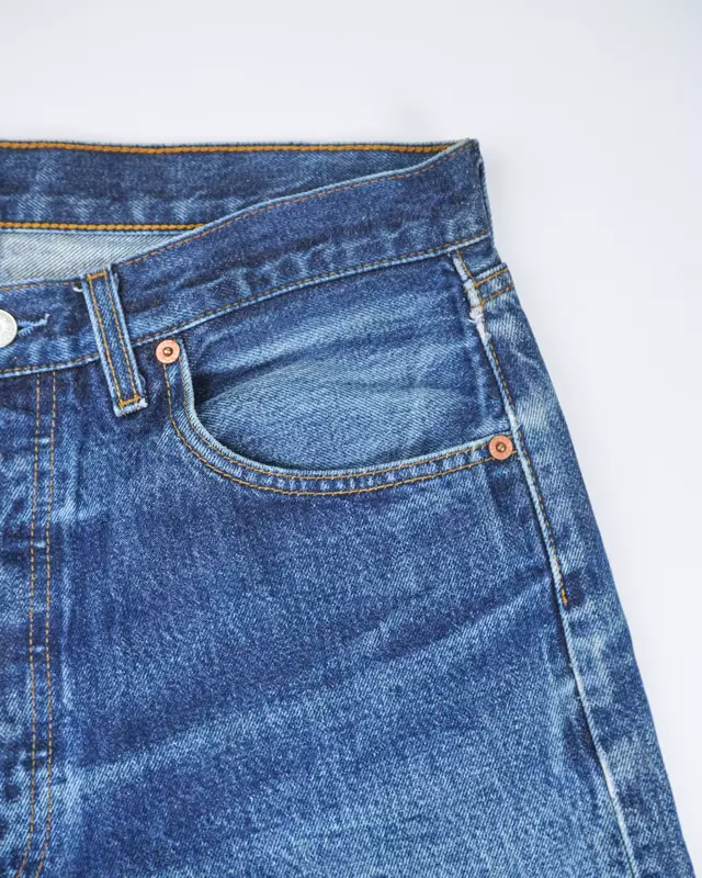 Medium Blue Vintage 501-Style Denim Jeans