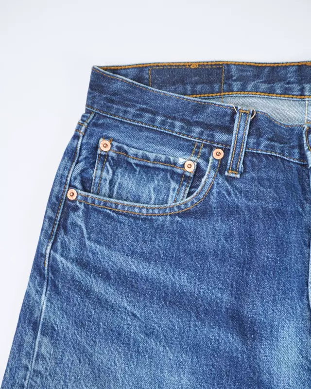 Medium Blue Vintage 501-Style Denim Jeans