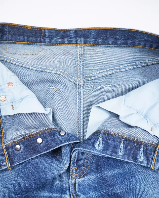 Medium Blue Vintage 501-Style Denim Jeans