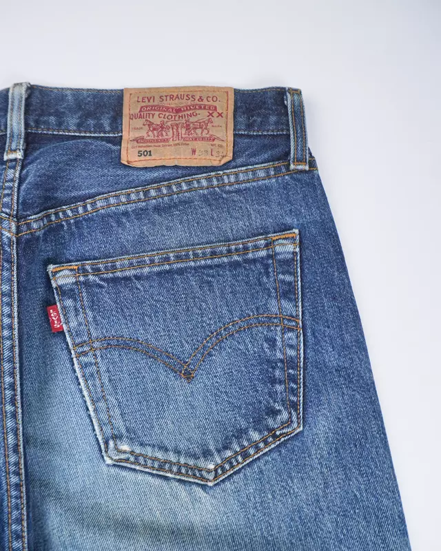Medium Blue Vintage 501-Style Denim Jeans