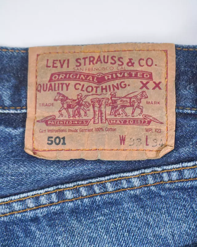 Medium Blue Vintage 501-Style Denim Jeans