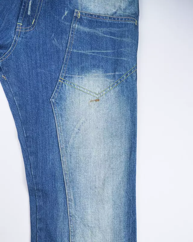 Medium Wash Double-Knee Multi-Pocket Denim Jeans