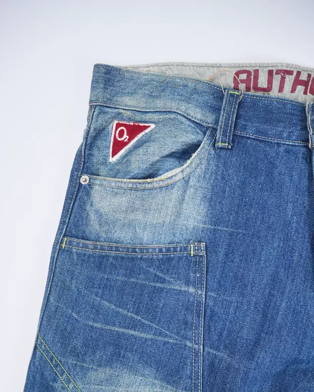 Medium Wash Double-Knee Multi-Pocket Denim Jeans