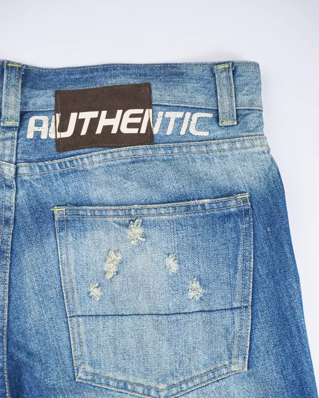 Medium Wash Double-Knee Multi-Pocket Denim Jeans