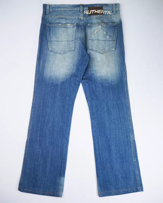 Medium Wash Double-Knee Multi-Pocket Denim Jeans