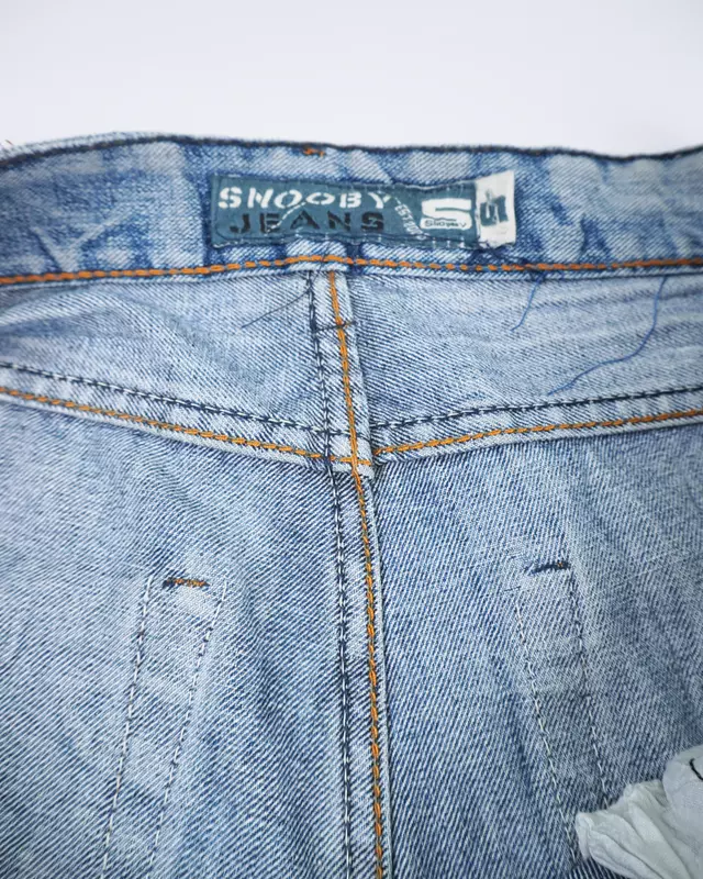 Medium Wash Lace-Up Pocket Straight Jeans