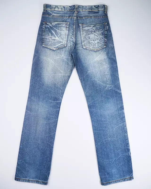 Medium Wash Lace-Up Pocket Straight Jeans