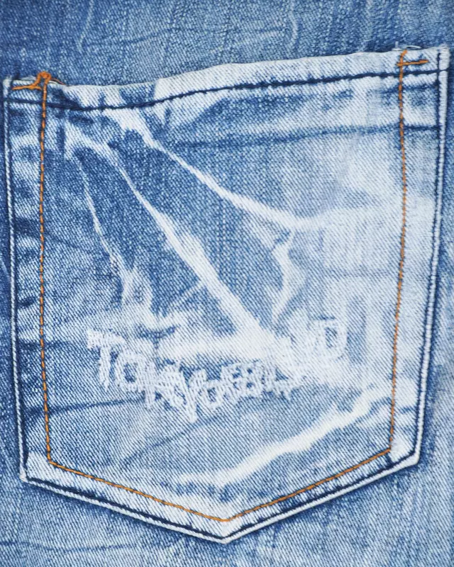 Medium Wash Lace-Up Pocket Straight Jeans