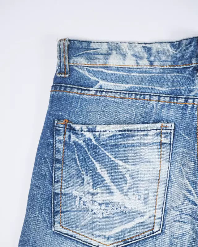 Medium Wash Lace-Up Pocket Straight Jeans