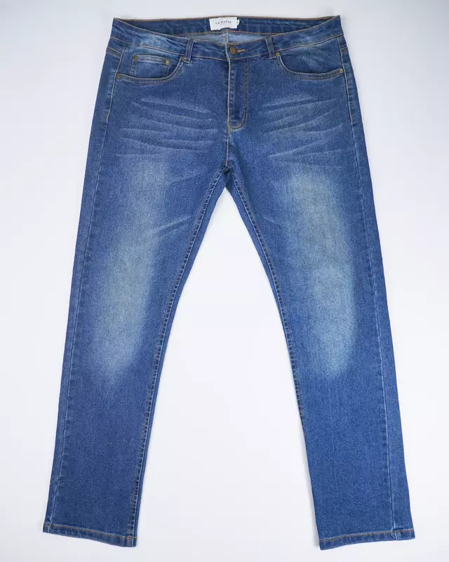 Medium Blue Sand-Faded Casual Denim Trousers