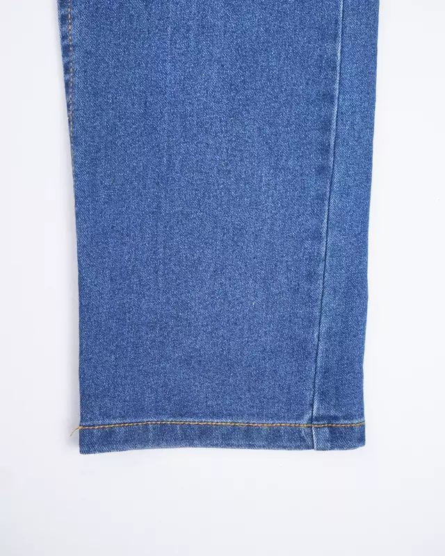 Medium Blue Sand-Faded Casual Denim Trousers