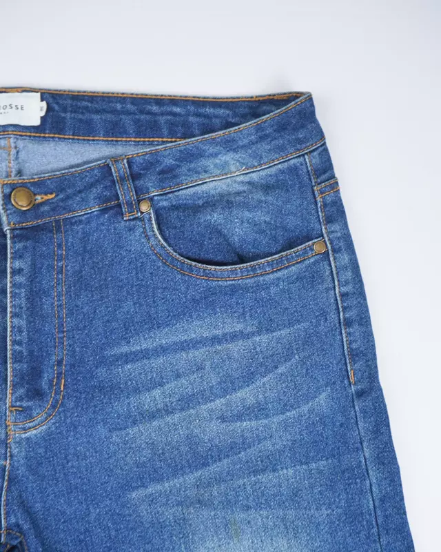 Medium Blue Sand-Faded Casual Denim Trousers