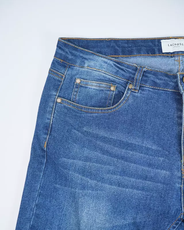 Medium Blue Sand-Faded Casual Denim Trousers