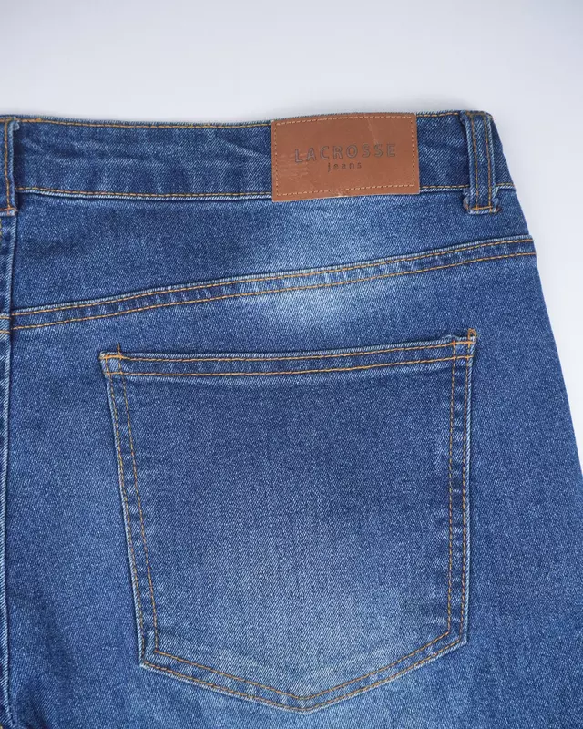 Medium Blue Sand-Faded Casual Denim Trousers